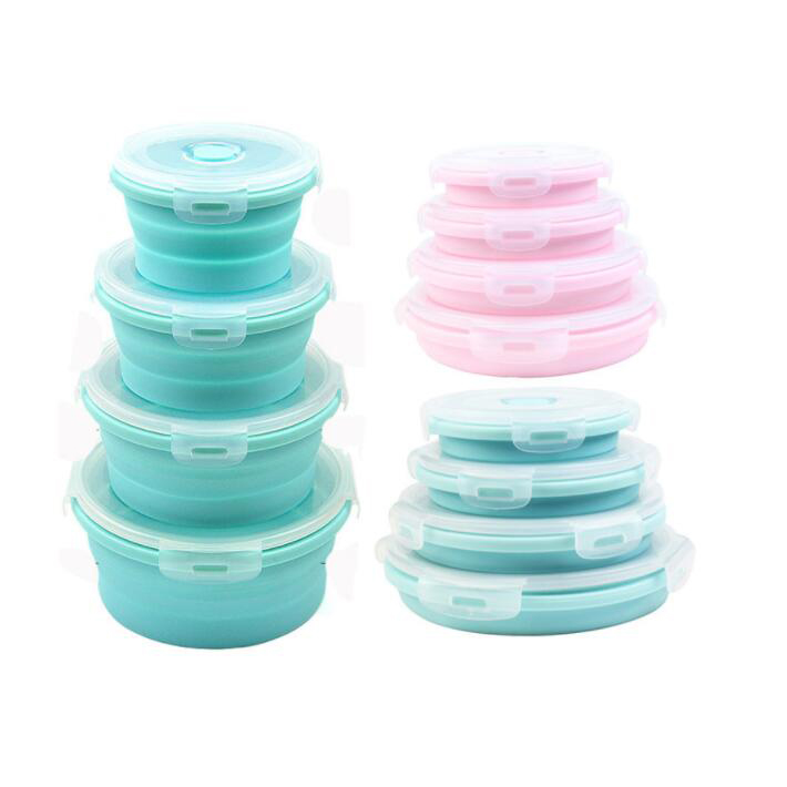 AY-BKS3286 round silicone collasiple storage box with  cover