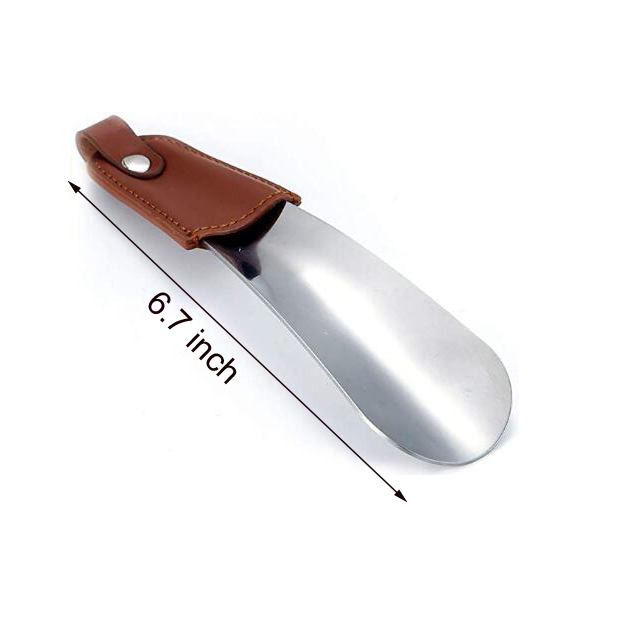Leather handle shoe horn