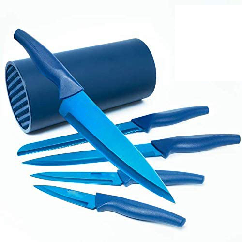 Blue kitchen knife set